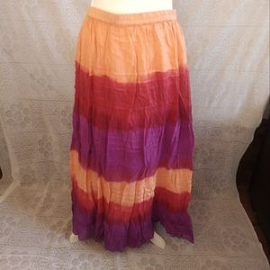 Hippie Hombre Rainbow Boho Festival Dopamine Long Maxi Cotton Crinkle Skirt